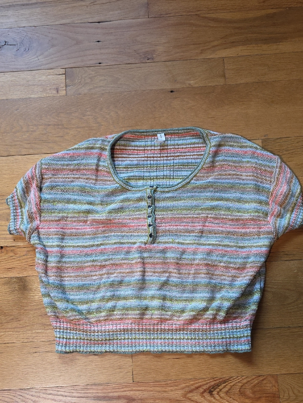 Anthropologie Daily Practice Stripe Knit Henley Top Size Large